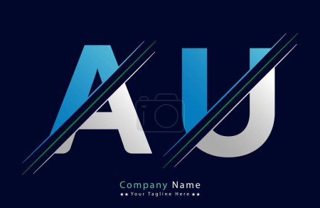 AU Letter Logo Template Illustration Design.