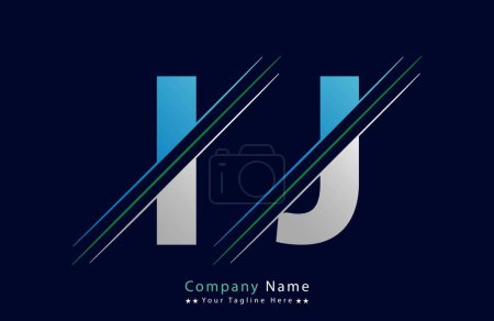 Modèle abstrait de conception de logo de lettre iJ. Illustration du logo vectoriel.