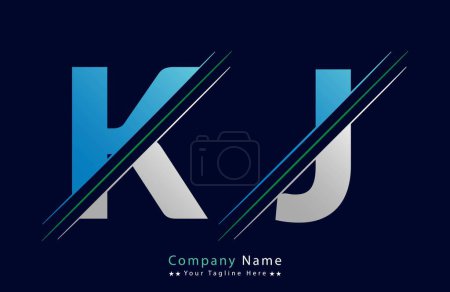 KJ Carta Logo Plantilla Ilustración Diseño.