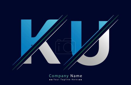 KU lettre logo coloré dans le cercle. Illustration du logo vectoriel.
