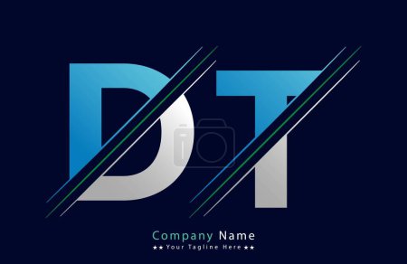Único logo letra DT Plantilla vectorial icono.