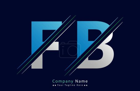 Modèle abstrait de conception de logo lettre FB. Illustration du logo vectoriel.