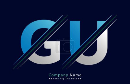 GU Letter logo design vector template.