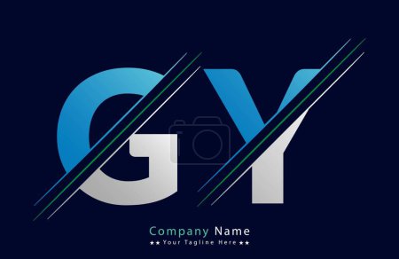 Logo coloré lettre GY dans le cercle. Illustration du logo vectoriel.