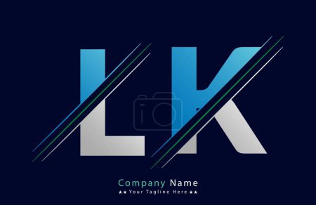 Modèle abstrait de conception de logo de lettre LK. Illustration du logo vectoriel.