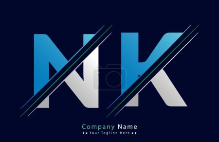 NK letter colorful logo in the circle. Vector Logo Illustration.