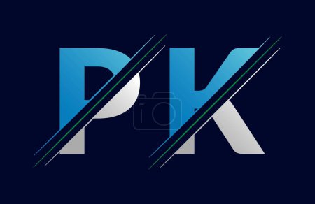 PK logo de la letra de colores en el círculo. Ilustración del logotipo del vector.