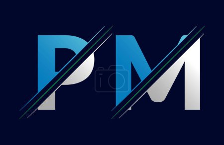 PM Carta Logo Plantilla Ilustración Diseño.