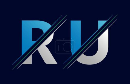 ru Letter logo design vector template.