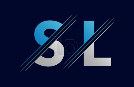 SL logo colorido letra en el círculo. Ilustración del logotipo del vector.