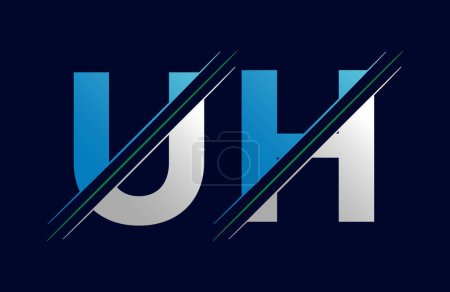 Modèle abstrait de conception de logo lettre UH. Illustration du logo vectoriel.
