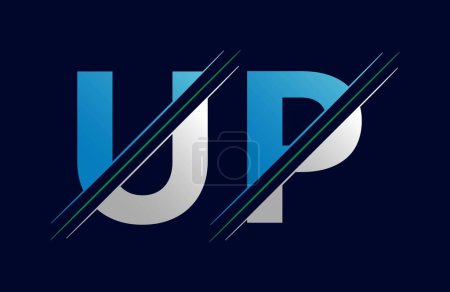 UP Buchstabe buntes Logo im Kreis. Vektor Logo Illustration.