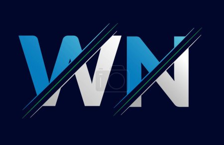 WN Carta Logo Plantilla Diseño de Ilustración.