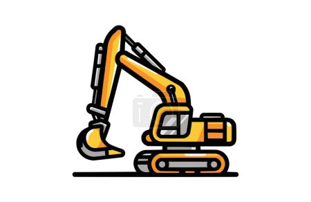 Colorful excavator icon isolated on white background.