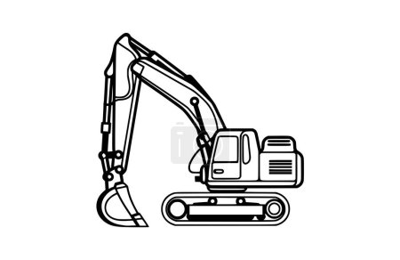 Excavator black icon, isolated on white background. Vector illustration.