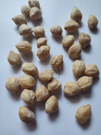 Candlenut or kukui as one of the important cooking ingredients in Indonesia isolated on a white background
