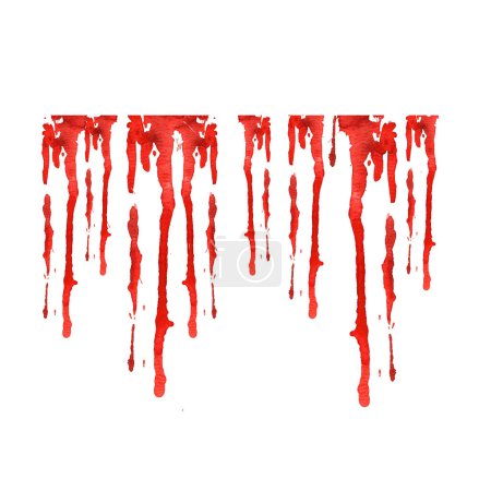 Photo for Blood splatters and stains. Red blots of watercolor illustration isolated white background Realistic bloody splatters for Halloween Drop for blood concept. Design for stickers, tattoo, prints - Royalty Free Image