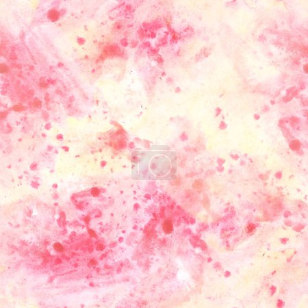 Hand-painted seamless pattern watercolor Illustration shades of yellow, pink, rosa spots and splashes. Template texture, base for your creative design of label, card, banner, print. Isolated white