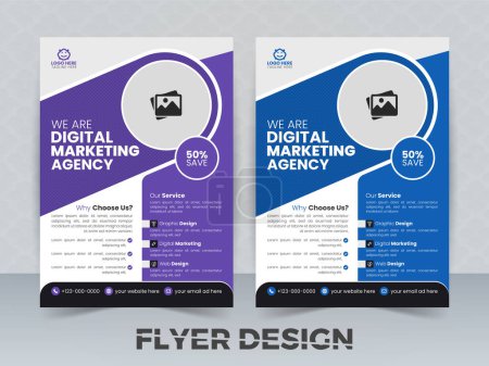 Illustration for Digital Marketing Agency Flyer Design Template - Royalty Free Image