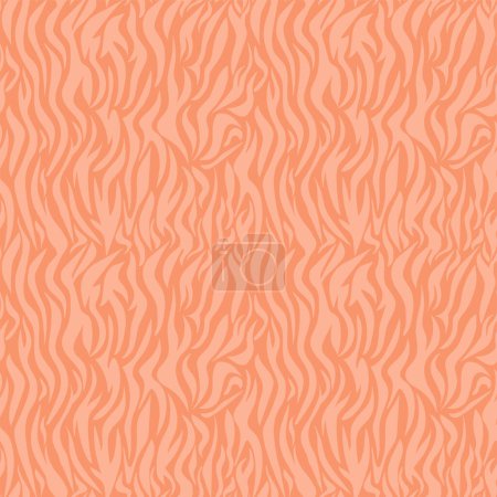 Illustration for Zebra fur seamless pattern with color of the year 2024 Peach Fuzz. Texture of striped animal skin. Fashion and luxury textile design. Ideal for print, fabric, cover, backdrop, banner, wrapping paper - Royalty Free Image