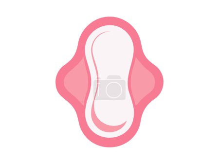 Pink sanitary pad with wings. Vector illustration of a sanitary napkin. Feminine hygiene pad isolated on white background. Concept of menstrual care, personal hygiene, women's health essentials.