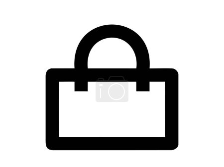 Schwarze Tragetasche Ikone. Einfache Abbildung der Einkaufstasche. Minimalistisches Design. Logo, Piktogramm, Schild, Druck. Grafik-Design-Vorlage. Isoliert auf weißem Hintergrund
