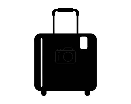 Téléchargez les illustrations : Silhouette de valise roulante noire isolée sur fond blanc. Silhouette d'un sac à bagages à roues. Concept de voyage, tourisme, vacances, voyages d'affaires et portabilité des bagages. Illustration graphique - en licence libre de droit
