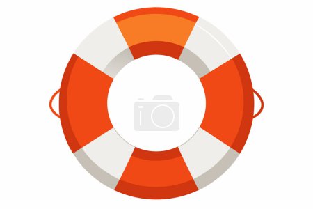 Classic orange and white lifebuoy ring. Safety flotation device for emergency rescue. Concept of safety, emergency equipment. Graphic art. Isolated on white background. Print, design element