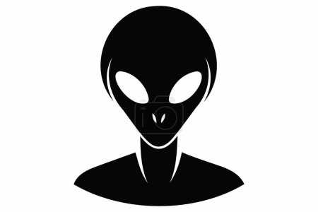 Black silhouette of alien head isolated on white background. Humanoid. Concept of extraterrestrial, sci-fi design, space being. Graphic art. Icon, print, pictogram, logo, design element