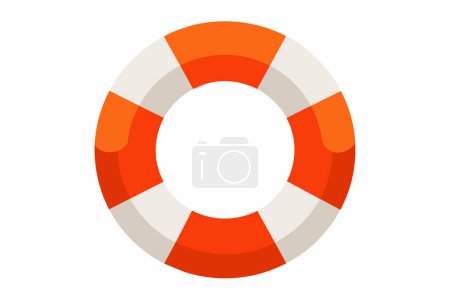 Orange and white lifebuoy ring. Safety flotation device for emergency rescue. Concept of safety, emergency equipment. Graphic art. Isolated on white background. Print, design element