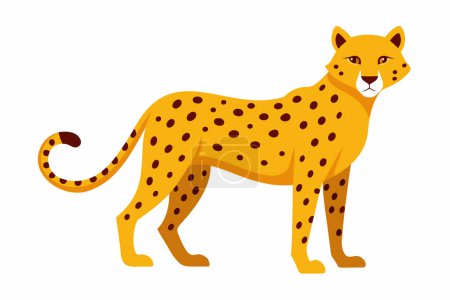 Ilustración de guepardo estilizado con manchas, diseño plano, animal depredador, concepto elegante y rápido. Gran gato salvaje, jaguar, leopardo. Aislado sobre fondo blanco