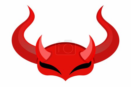 Red devil horns symbol with a curved shape design. Halloween, evil, fantasy, spooky concept. Isolated on white background