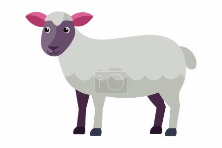 Bande dessinée mouton avec de la laine blanche debout sur fond blanc. Charmant animal de ferme. Élevage, agriculture, vie rurale, concept d'illustration pour enfants.