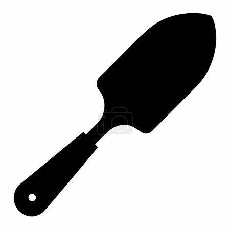 Black silhouette of a putty knife isolated on a white background. Concept of construction tool illustration. Minimalist style. Print, icon, logo, template, graphic element for design.