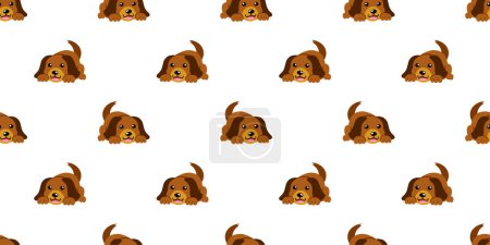 Téléchargez les illustrations : Vecteur dessin animé chien brun fond de motif sans couture pour la conception. - en licence libre de droit