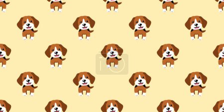 Téléchargez les illustrations : Personnage de dessin animé vectoriel chien beagle fond de motif sans couture pour la conception
. - en licence libre de droit