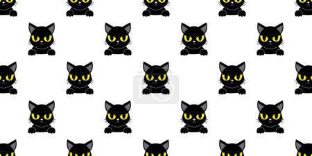 Téléchargez les illustrations : Caractère vectoriel chat noir fond de motif sans couture pour la conception. - en licence libre de droit