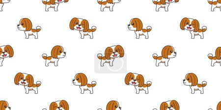 Téléchargez les illustrations : Vector dessin animé shih tzu chien fond de motif sans couture pour la conception. - en licence libre de droit