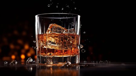 Téléchargez les photos : An iced glass of whiskey. Part of my liquor collection. The photo was taken in a professional studio. - en image libre de droit