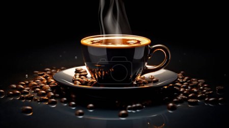 A hot cup of coffee showing the luxury of it. The photo was taken in a professional studio.