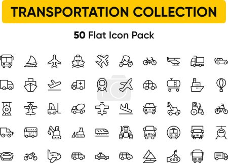 Simple Set of Public Transport Related Vector Line Icons. Contains such Icons as Taxi, Train, Tram more
