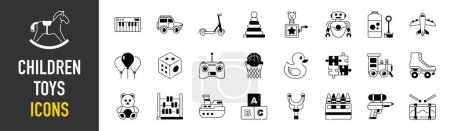 Photo for Set of children toys icons. Flat style icons Pack. Vector Illustration - Royalty Free Image