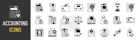 Ilustración de Conjunto de iconos relacionados con los ingresos contables, salario, dinero, negocios. Colección de iconos. Ilustración vectorial - Imagen libre de derechos