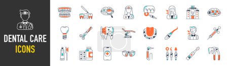 Photo for Dental care clinic elements - thin web icon set. Icons collection. Simple vector illustration. - Royalty Free Image