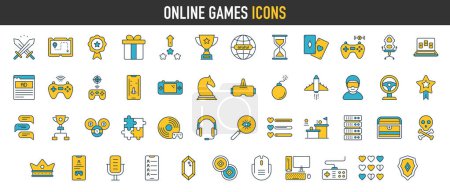 Photo for Online game Icons. Such as video games, gaming, technology, gadget, esport. Vector illustration. - Royalty Free Image