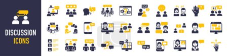 Discussion icons set. Communication, speech bubble, conversation, chatting, meeting, chat, social icon vector illustration