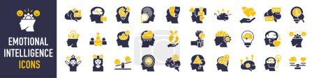 Emotional intelligence icon. Such as social skills, self-awareness, self-regulation, empathy and motivation vector icons collection.