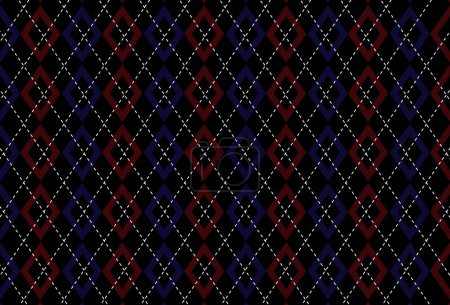 Illustration for Most contemporary Thai fabric patterns are rectangular with rounded edges in tones of red blue black and white and are stacked together to form a pattern of the same size Retro pattern fabric - Royalty Free Image