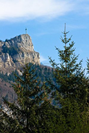 Photo for Breathtaking panoramic landscape featuring Croix du Nivolet in the Bauges Mountains, Savoie, France. - Royalty Free Image