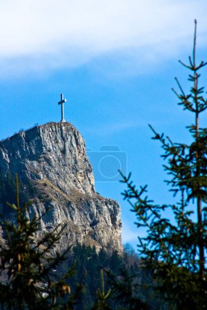 Photo for Breathtaking panoramic landscape featuring Croix du Nivolet in the Bauges Mountains, Savoie, France. - Royalty Free Image